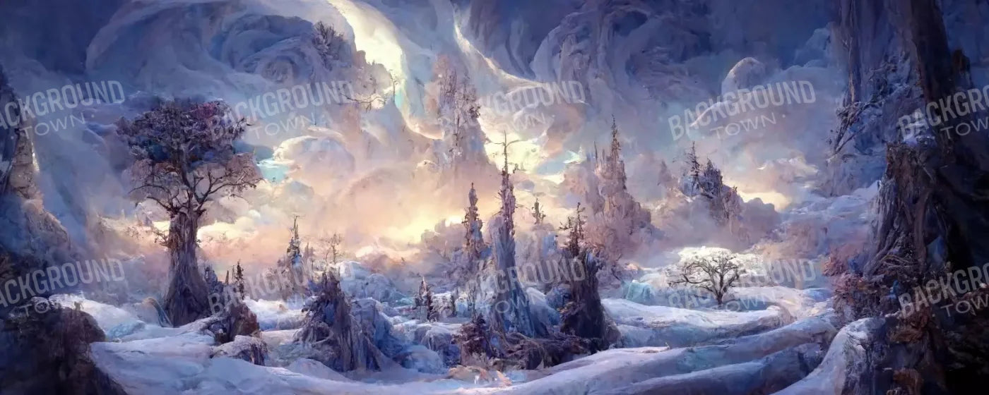 Snowy Fantasy Mountains 20’X8’ Ultracloth (240 X 96 Inch) Backdrop