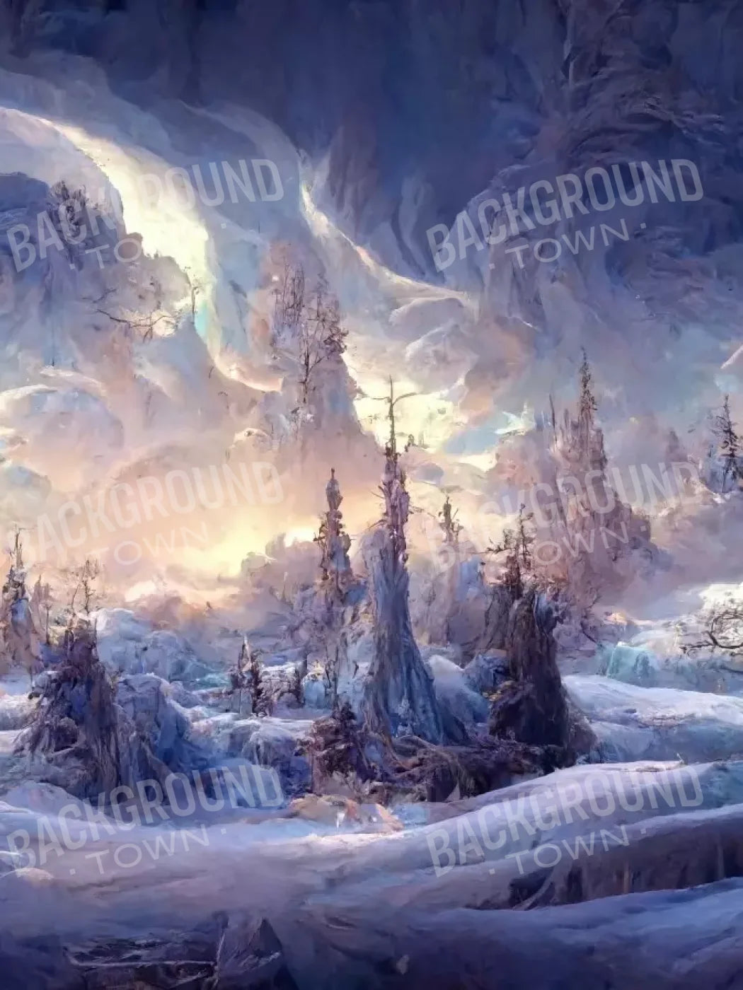 Snowy Fantasy Mountains 5’X6’8 Fleece (60 X 80 Inch) Backdrop