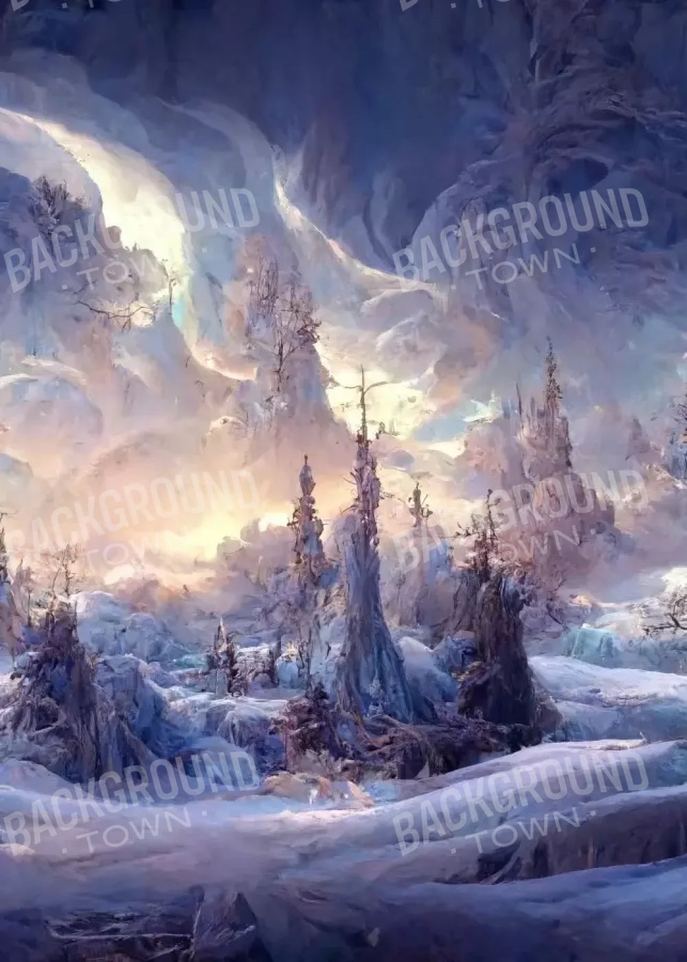 Snowy Fantasy Mountains 5’X7’ Ultracloth (60 X 84 Inch) Backdrop