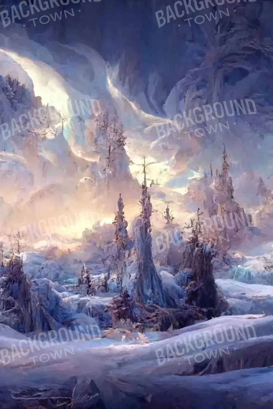 Snowy Fantasy Mountains 8’X12’ Ultracloth (96 X 144 Inch) Backdrop