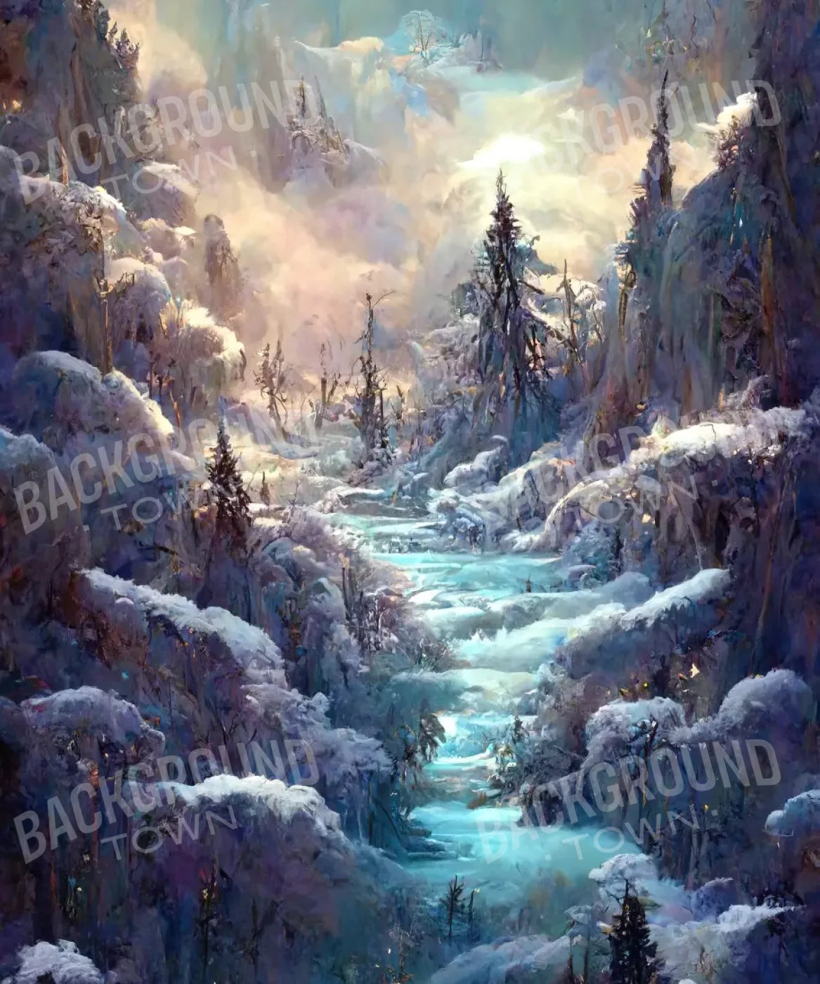 Snowy Fantasy Waterfall 10’X12’ Ultracloth (120 X 144 Inch) Backdrop