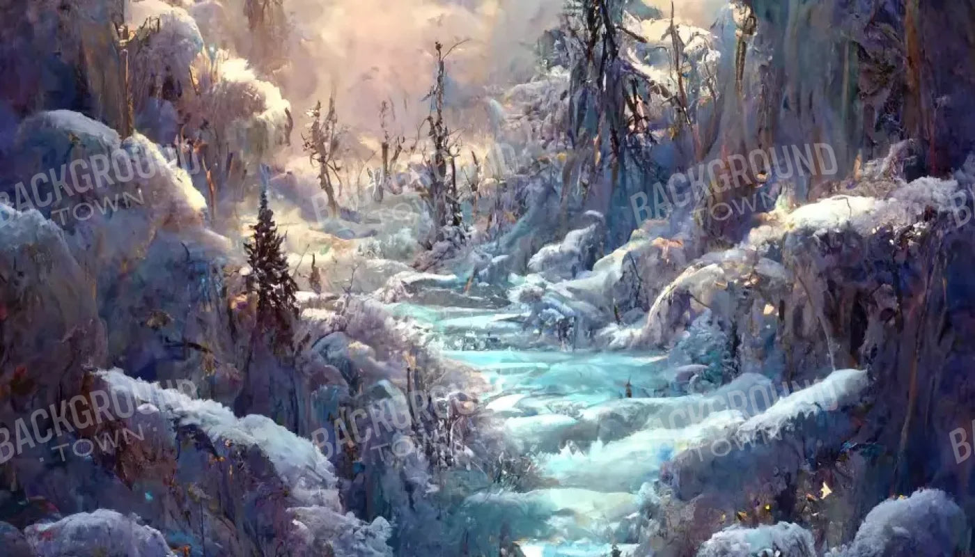 Snowy Fantasy Waterfall 14’X8’ Ultracloth (168 X 96 Inch) Backdrop