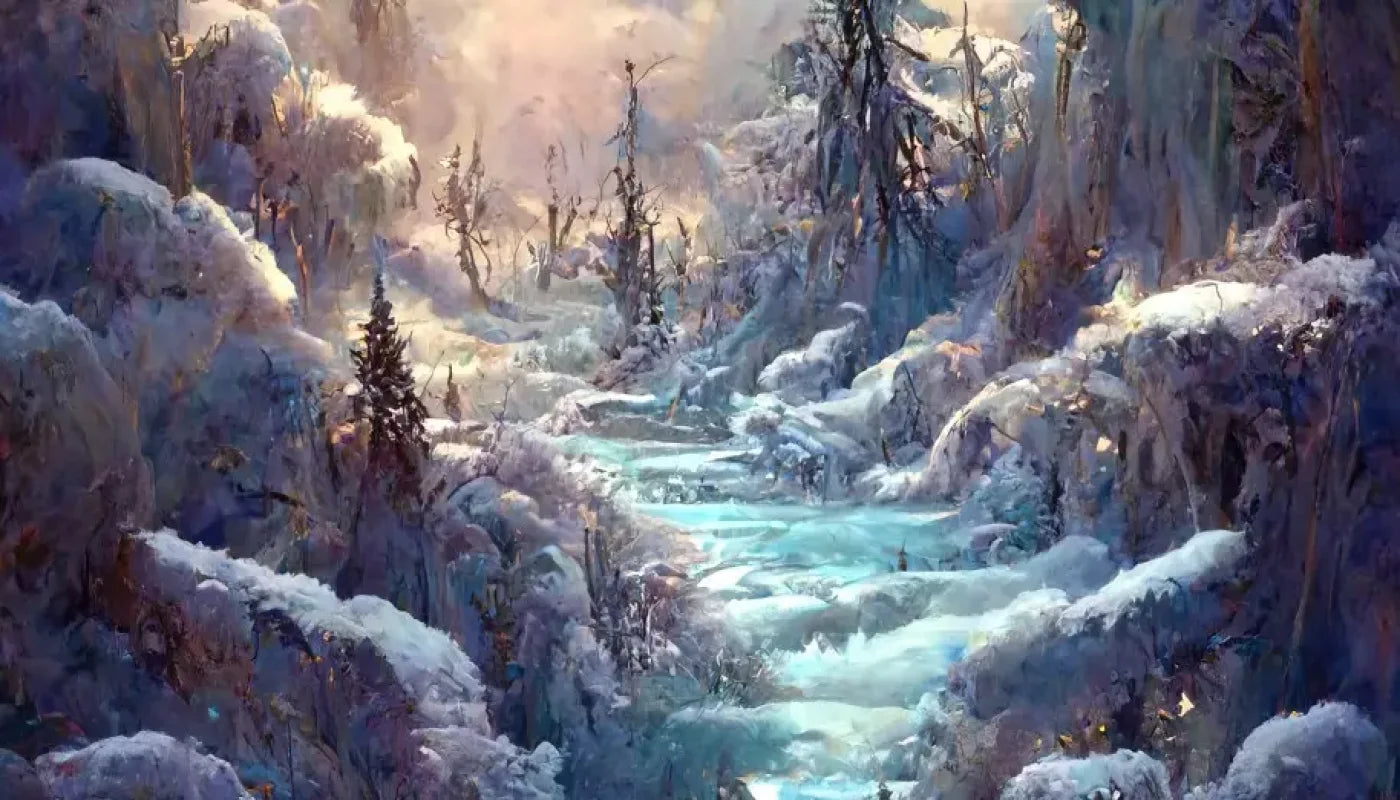 Snowy Fantasy Waterfall 14’X8’ Ultracloth (168 X 96 Inch) Backdrop