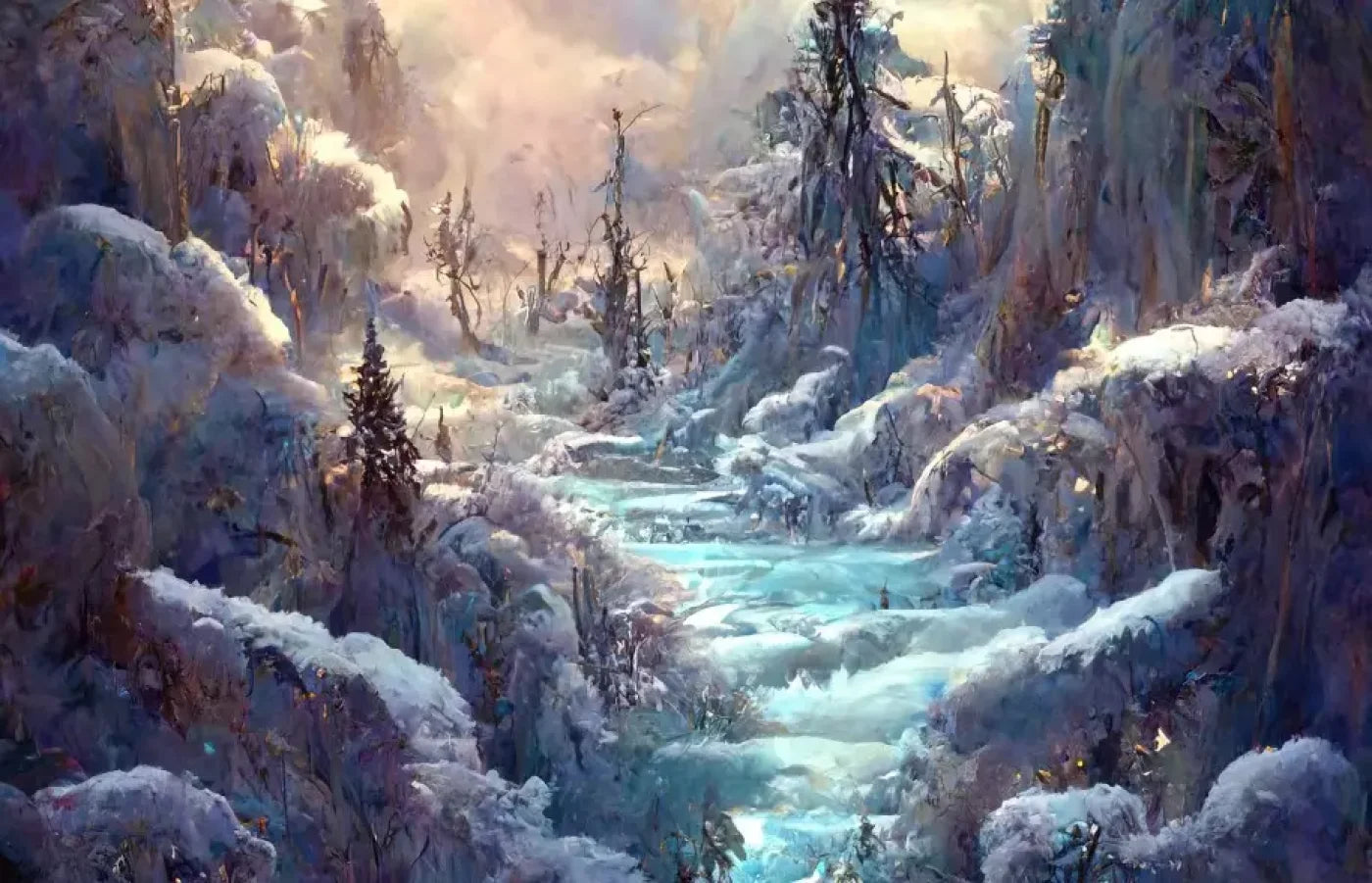 Snowy Fantasy Waterfall 14’X9’ Ultracloth (168 X 108 Inch) Backdrop