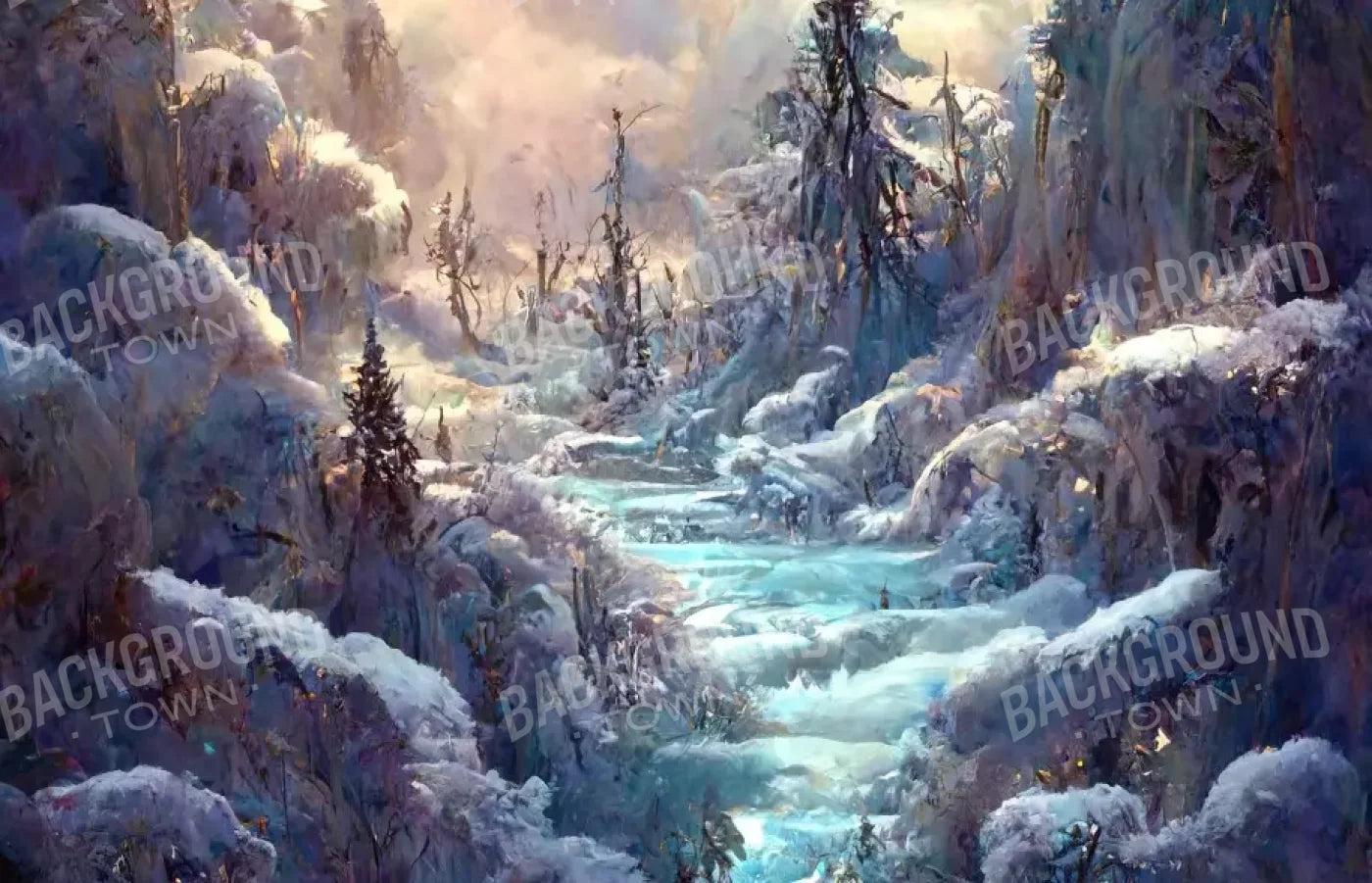 Snowy Fantasy Waterfall 14’X9’ Ultracloth (168 X 108 Inch) Backdrop