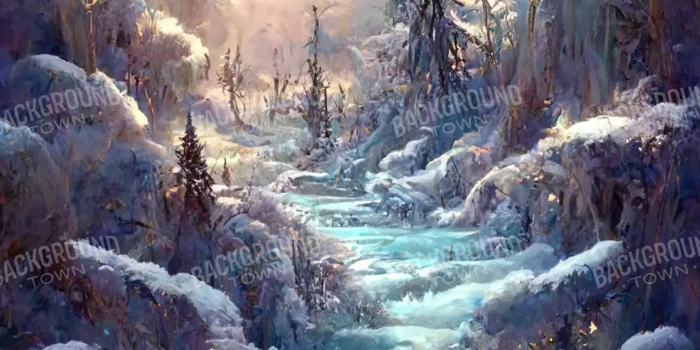 Snowy Fantasy Waterfall 20’X10’ Ultracloth (240 X 120 Inch) Backdrop