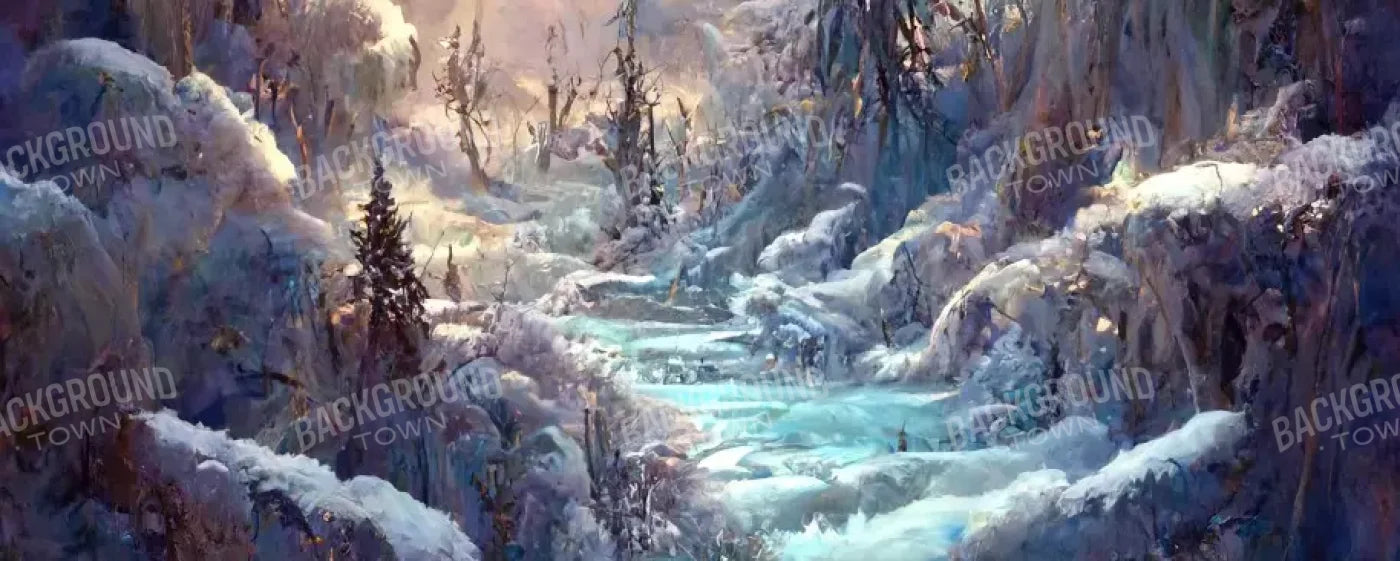 Snowy Fantasy Waterfall 20’X8’ Ultracloth (240 X 96 Inch) Backdrop