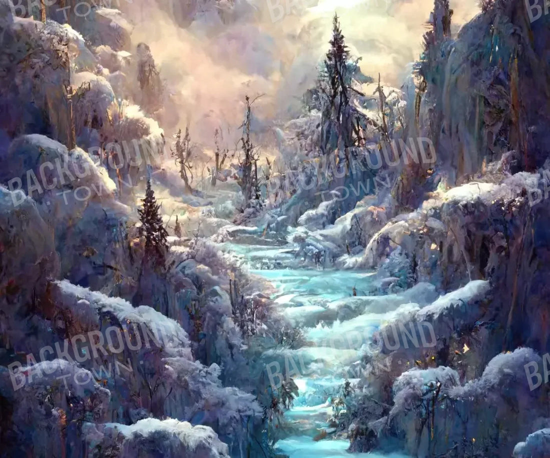 Snowy Fantasy Waterfall 5’X4’2 Fleece (60 X 50 Inch) Backdrop