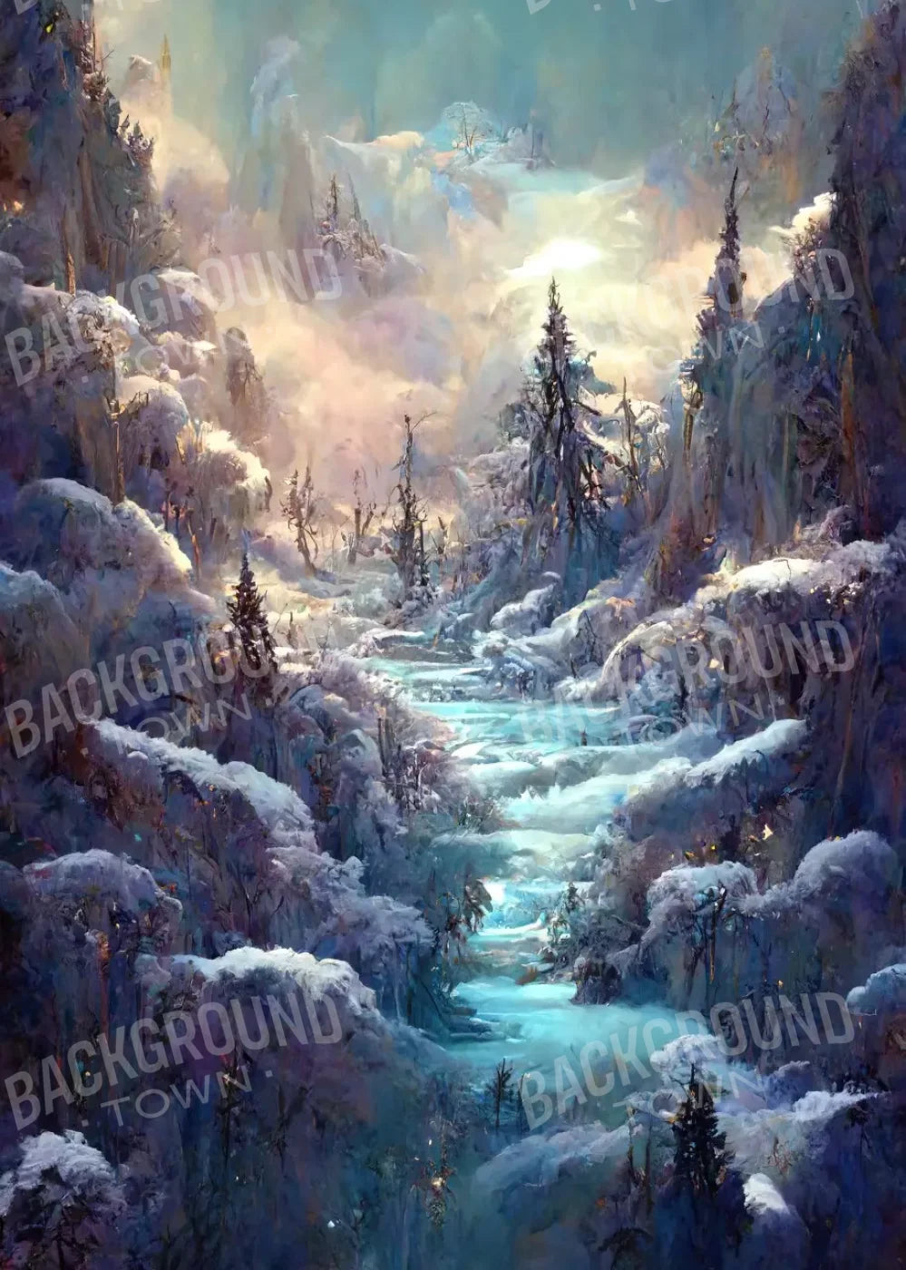 Snowy Fantasy Waterfall 5’X7’ Ultracloth (60 X 84 Inch) Backdrop