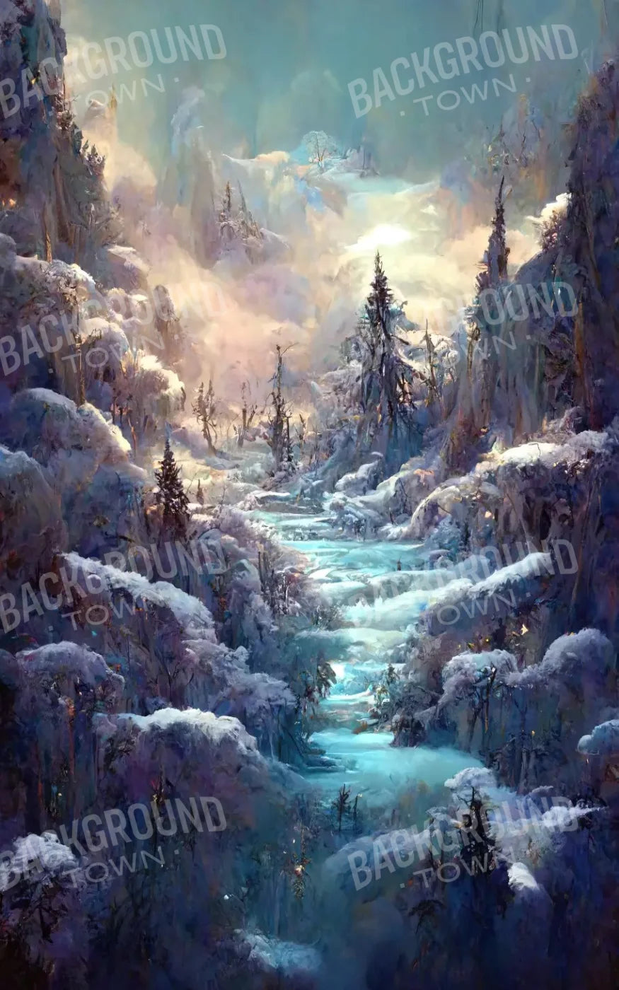 Snowy Fantasy Waterfall 5’X8’ Ultracloth (60 X 96 Inch) Backdrop