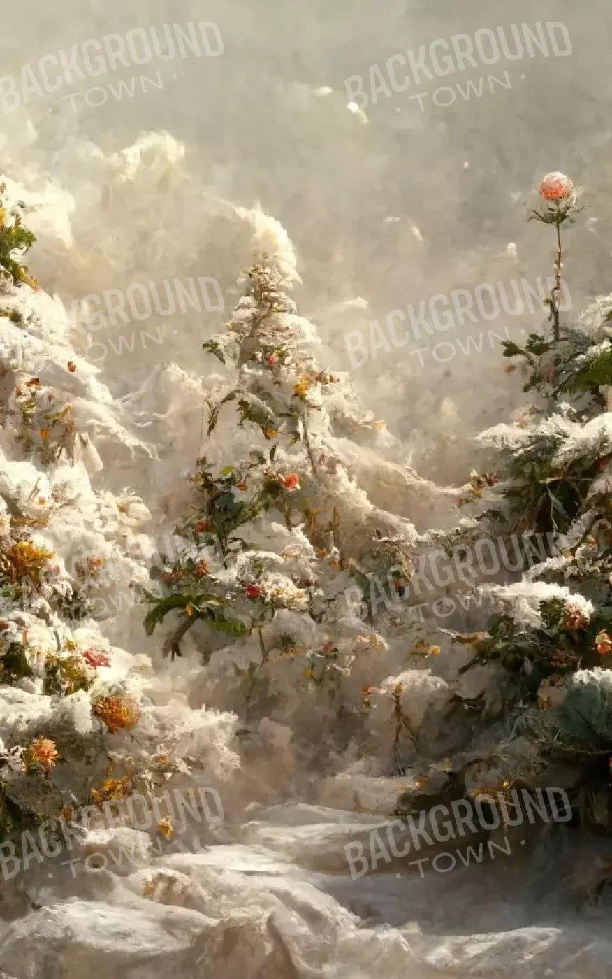 Snowy Floral Trees I 10’X16’ Ultracloth (120 X 192 Inch) Backdrop