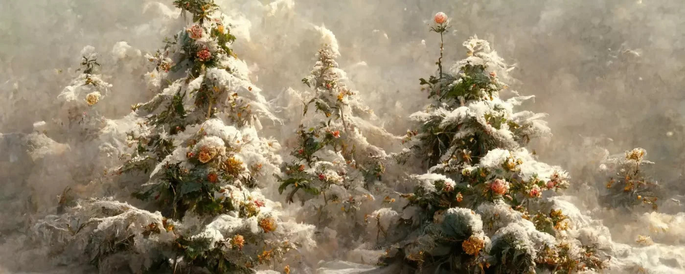 Snowy Floral Trees I 20’X8’ Ultracloth (240 X 96 Inch) Backdrop