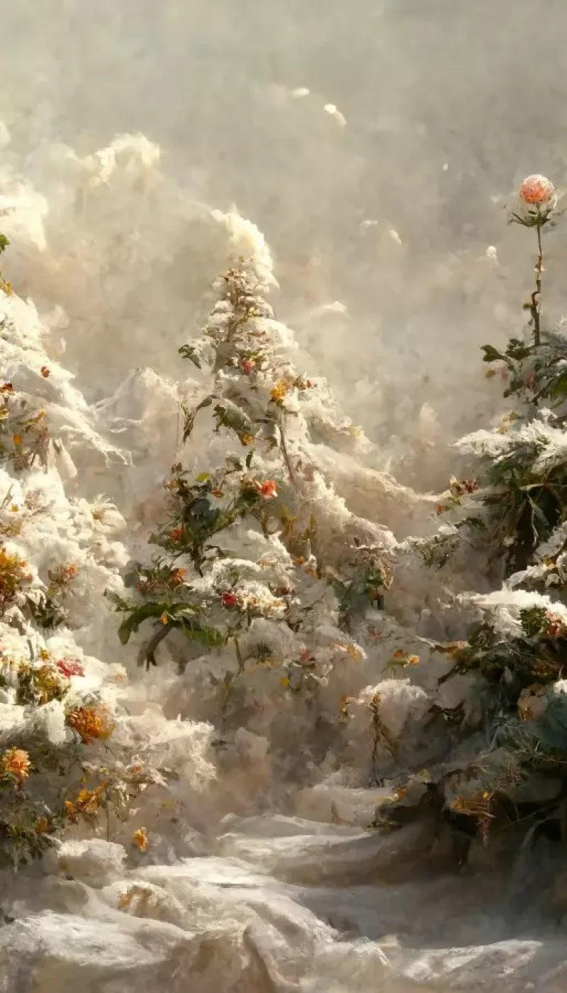 Snowy Floral Trees I 8’X14’ Ultracloth (96 X 168 Inch) Backdrop