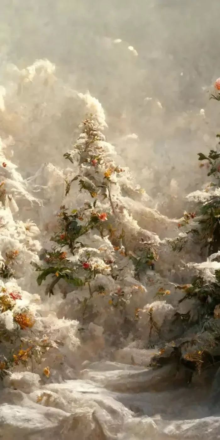 Snowy Floral Trees I 8’X16’ Ultracloth (96 X 192 Inch) Backdrop