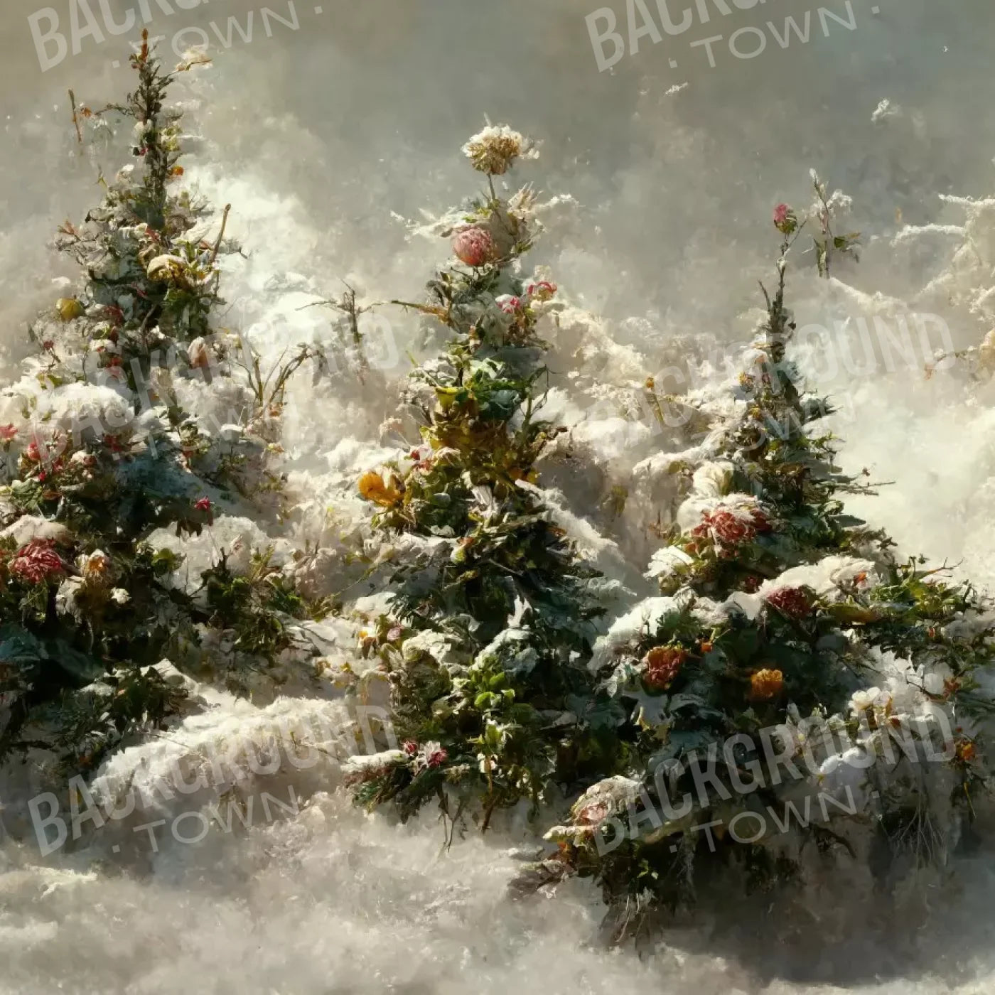 Snowy Floral Trees Ii 10’X10’ Ultracloth (120 X Inch) Backdrop