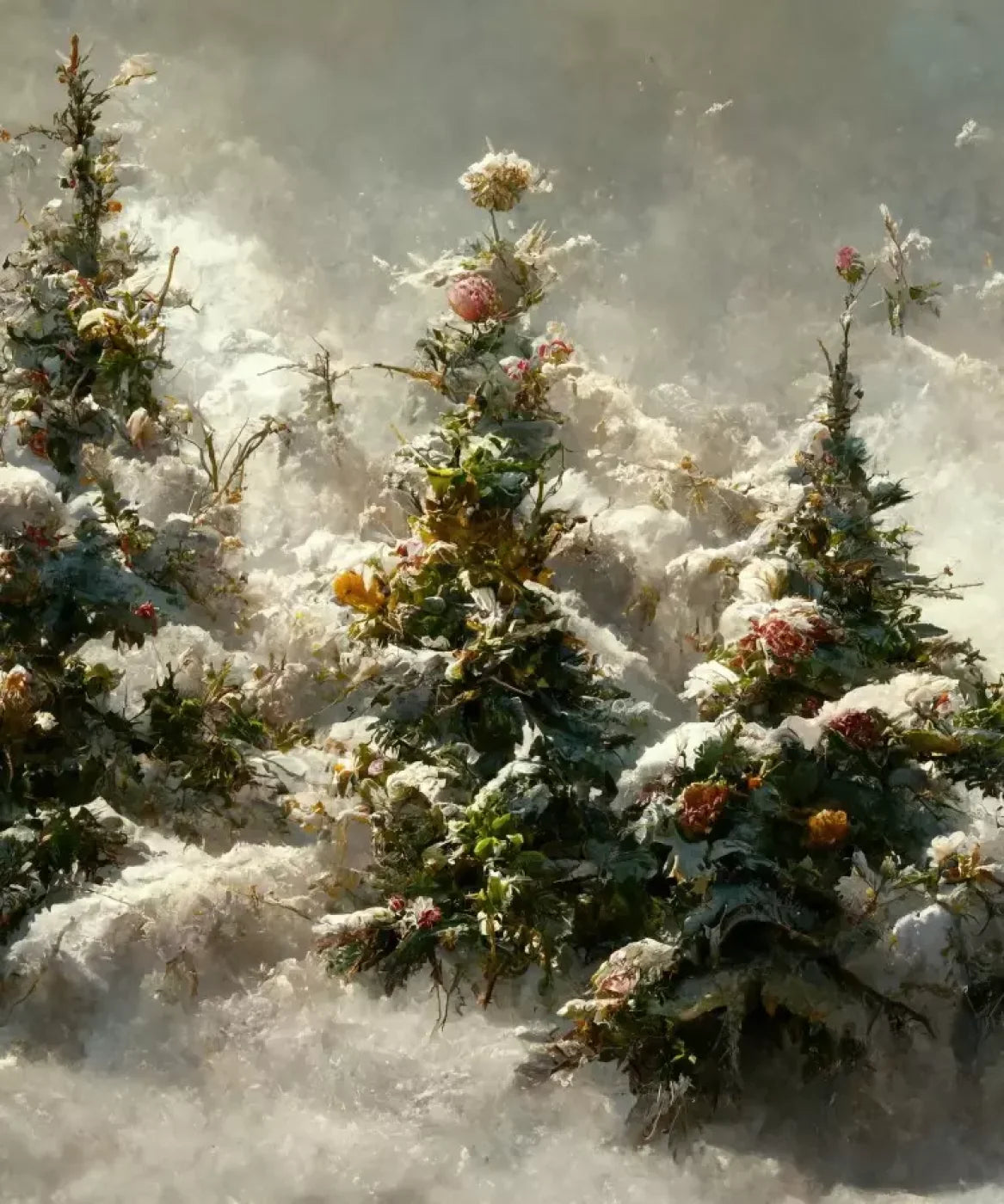 Snowy Floral Trees Ii 10’X12’ Ultracloth (120 X 144 Inch) Backdrop
