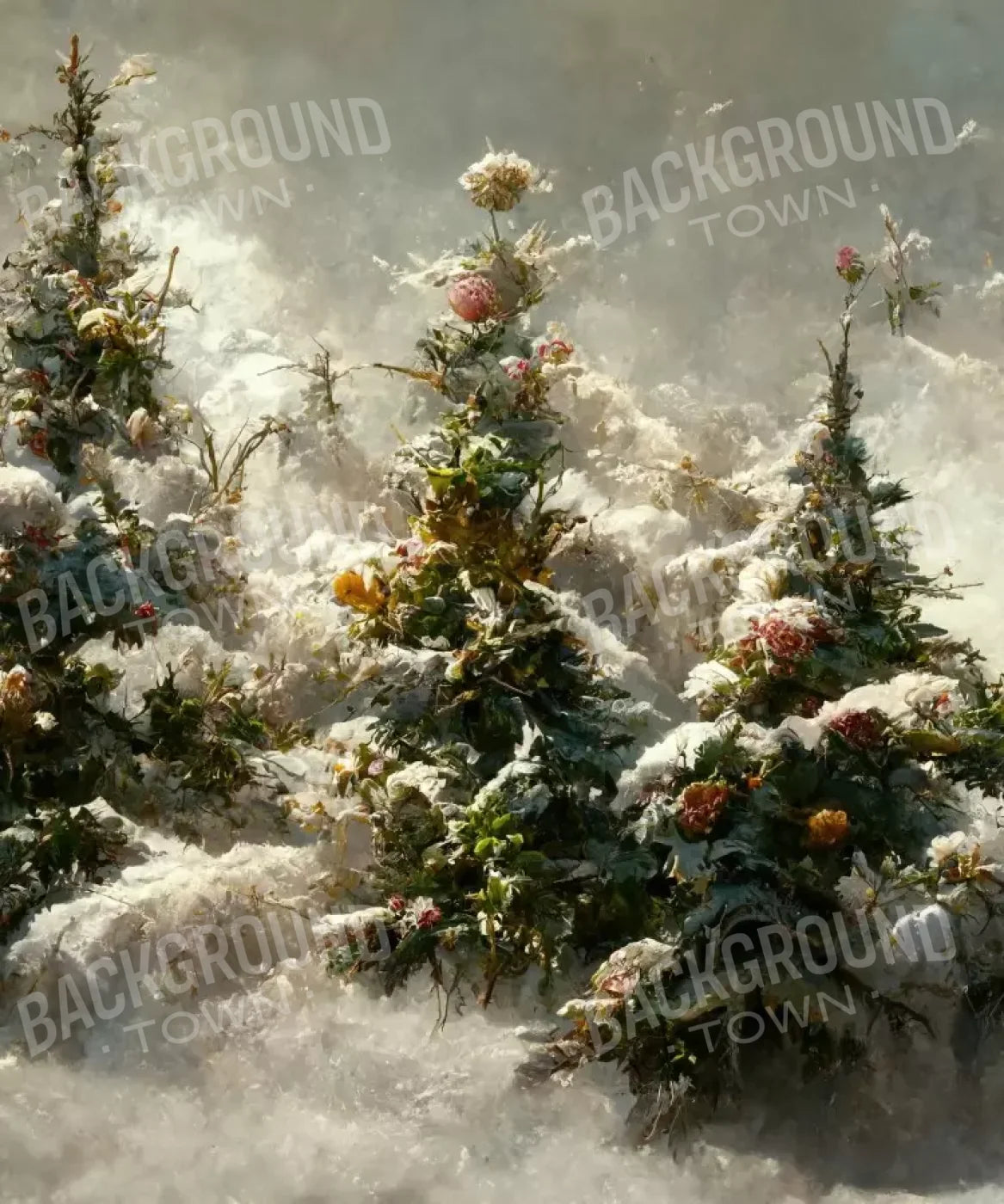 Snowy Floral Trees Ii 10’X12’ Ultracloth (120 X 144 Inch) Backdrop