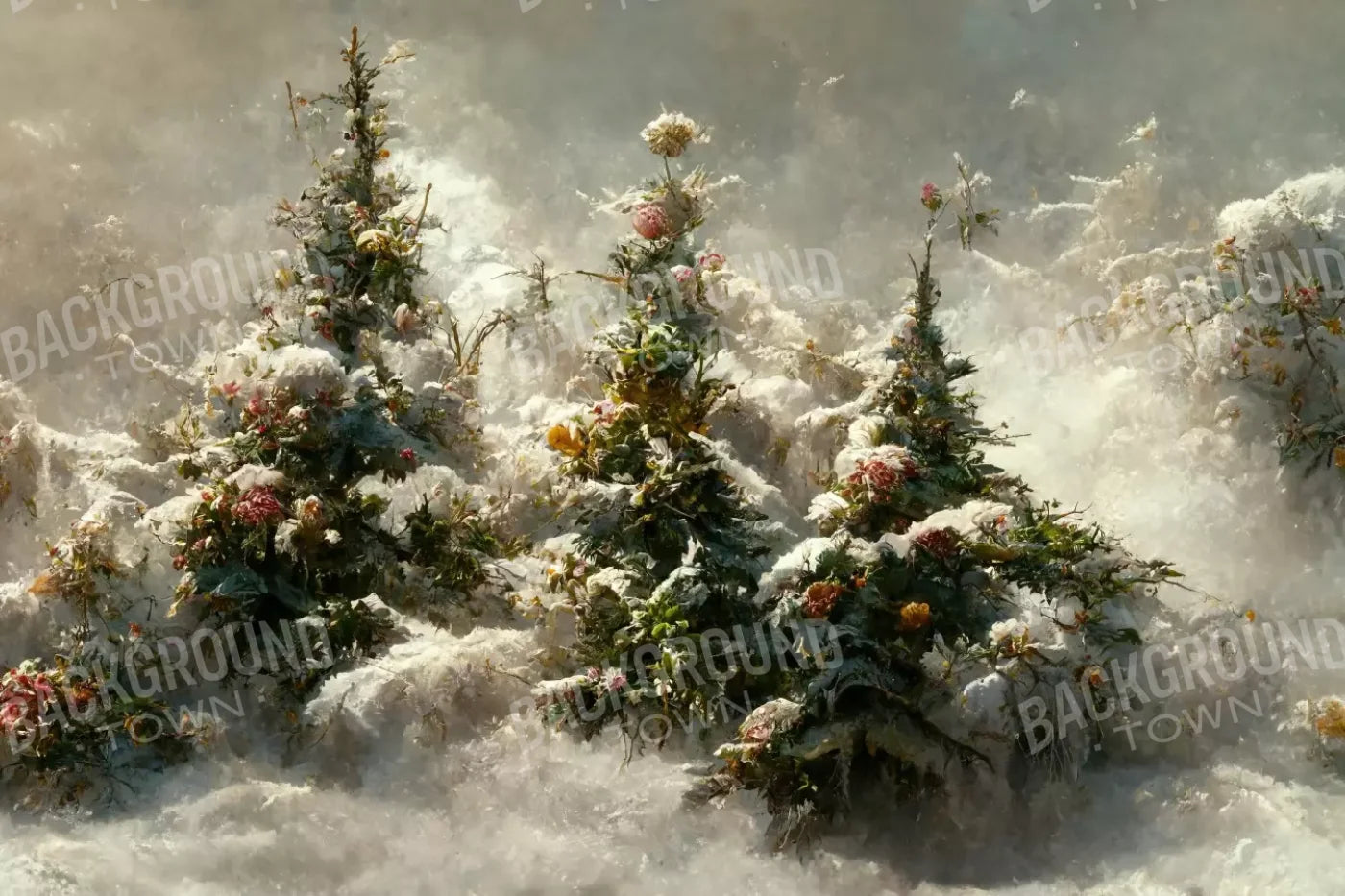 Snowy Floral Trees Ii 12’X8’ Ultracloth (144 X 96 Inch) Backdrop