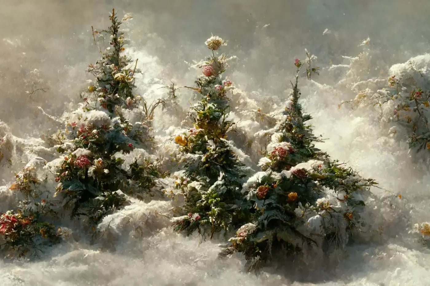 Snowy Floral Trees Ii 12’X8’ Ultracloth (144 X 96 Inch) Backdrop