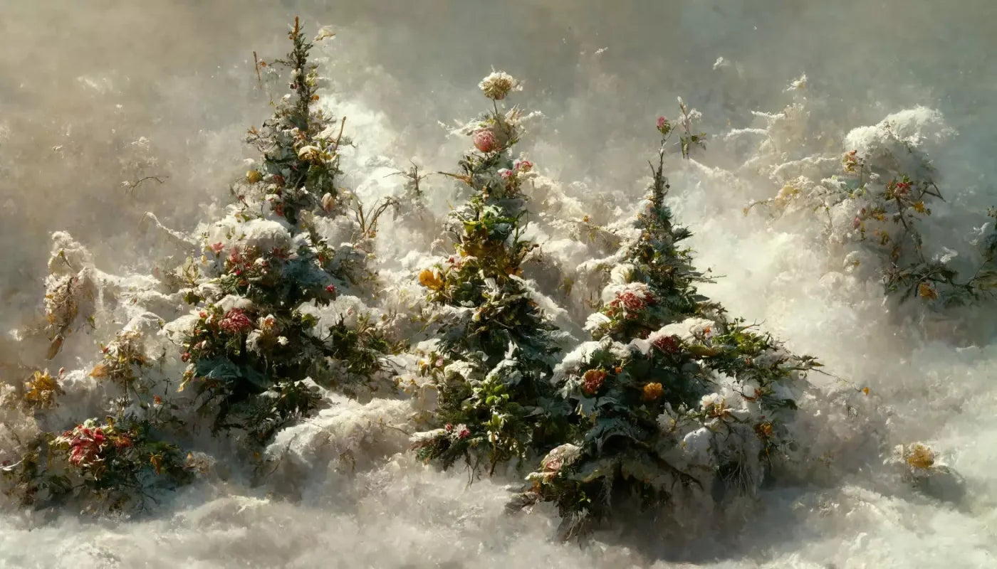 Snowy Floral Trees Ii 14’X8’ Ultracloth (168 X 96 Inch) Backdrop