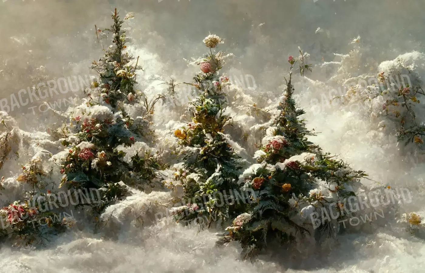 Snowy Floral Trees Ii 14’X9’ Ultracloth (168 X 108 Inch) Backdrop