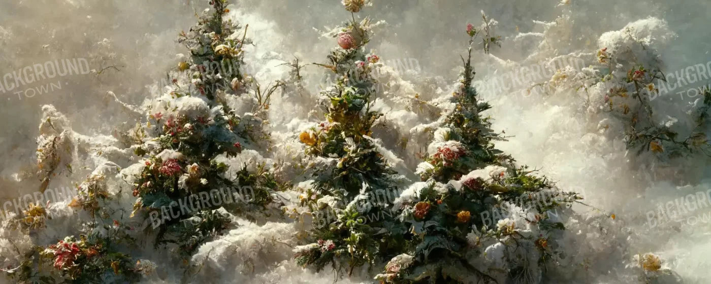 Snowy Floral Trees Ii 20’X8’ Ultracloth (240 X 96 Inch) Backdrop