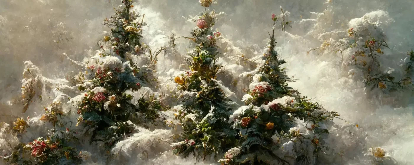 Snowy Floral Trees Ii 20’X8’ Ultracloth (240 X 96 Inch) Backdrop