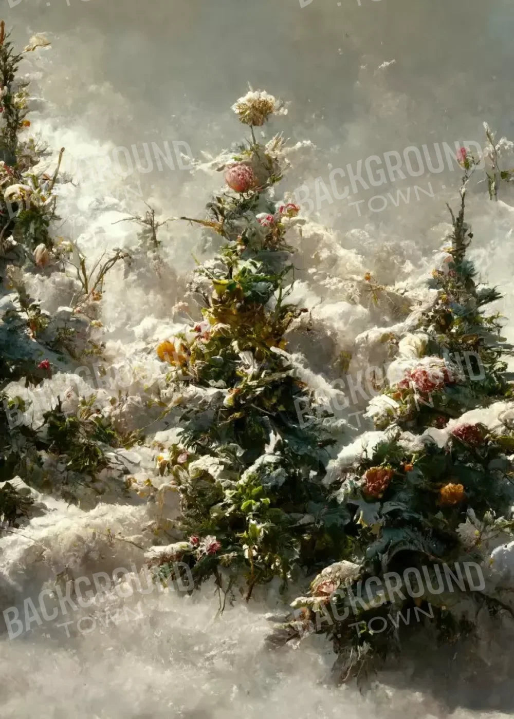 Snowy Floral Trees Ii 5’X7’ Ultracloth (60 X 84 Inch) Backdrop