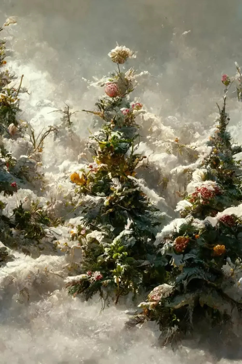 Snowy Floral Trees Ii 8’X12’ Ultracloth (96 X 144 Inch) Backdrop