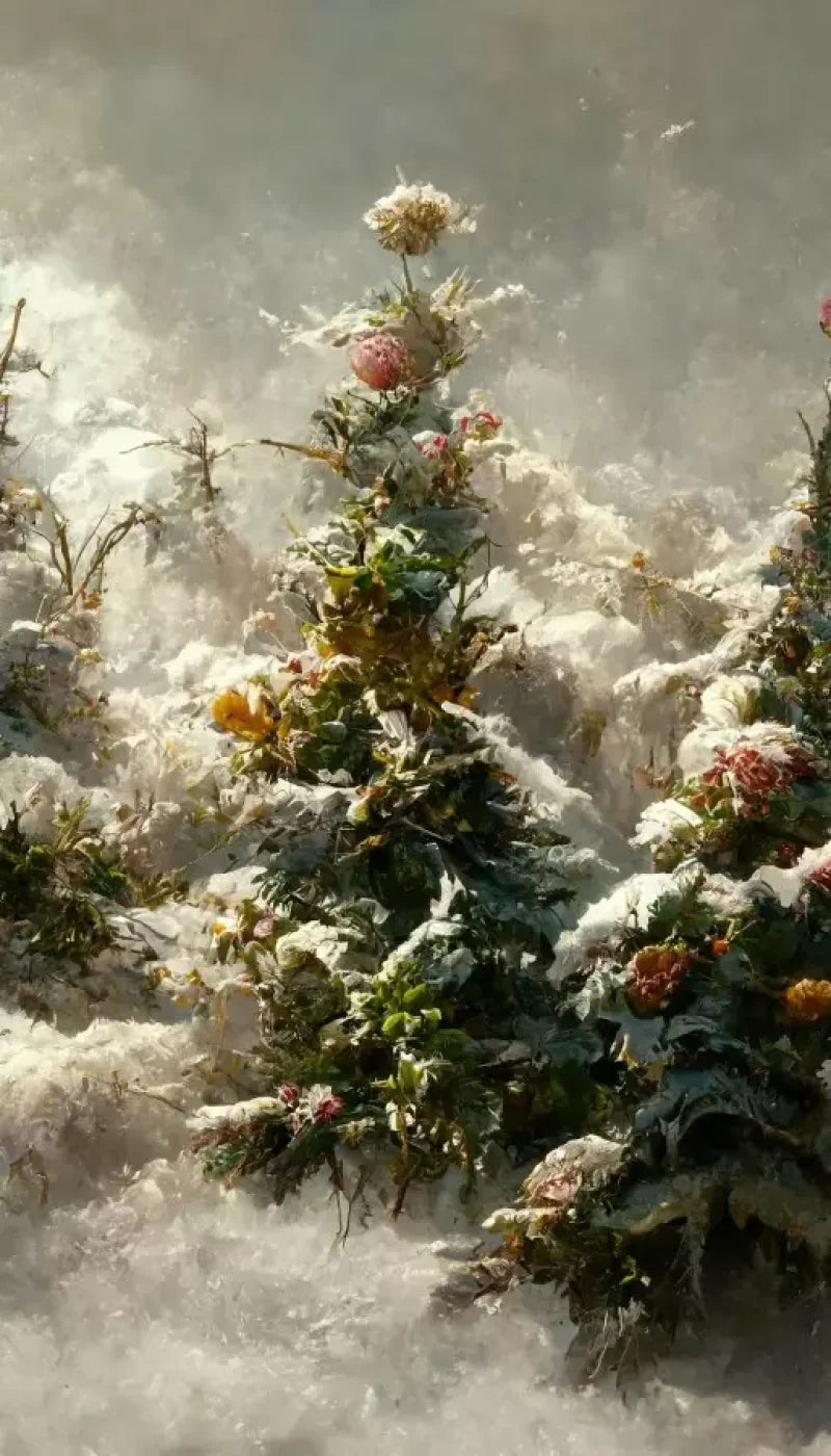 Snowy Floral Trees Ii 8’X14’ Ultracloth (96 X 168 Inch) Backdrop