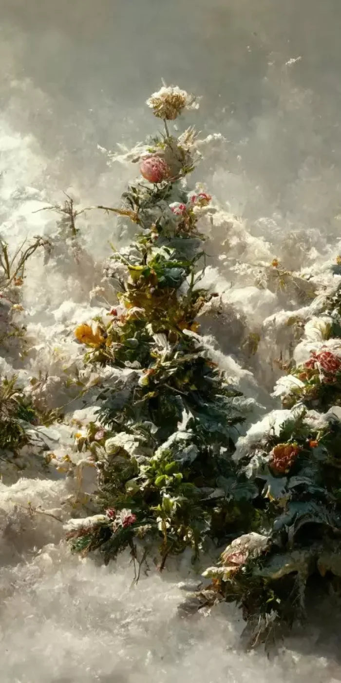 Snowy Floral Trees Ii 8’X16’ Ultracloth (96 X 192 Inch) Backdrop