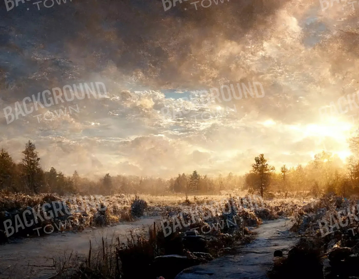 Snowy Forest 8’X6’ Fleece (96 X 72 Inch) Backdrop