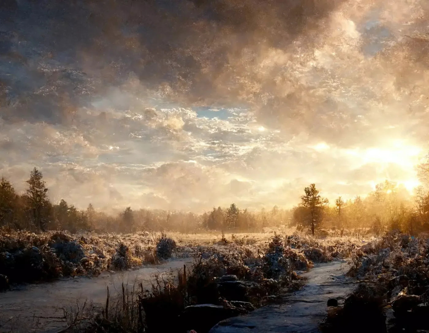 Snowy Forest 8’X6’ Fleece (96 X 72 Inch) Backdrop