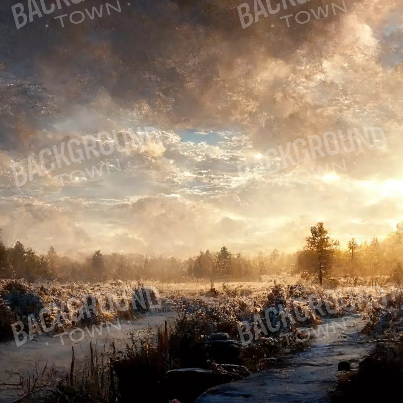 Snowy Forest 8’X8’ Fleece (96 X Inch) Backdrop