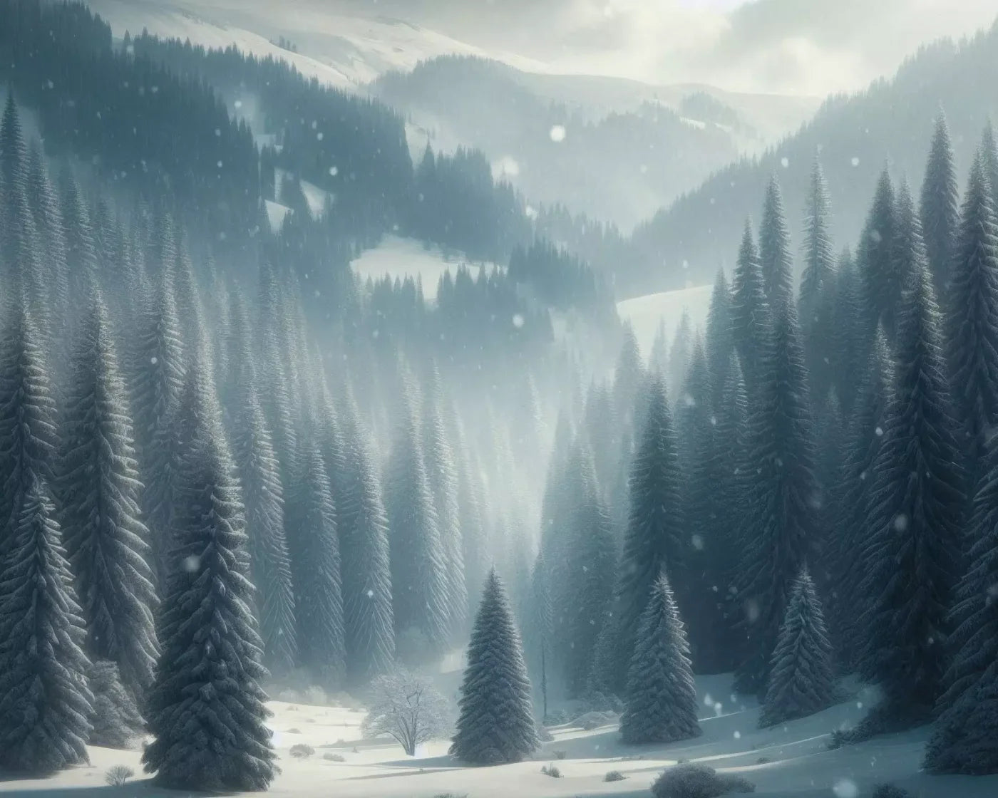 Snowy Forest I 10’X8’ Fleece (120 X 96 Inch) Backdrop