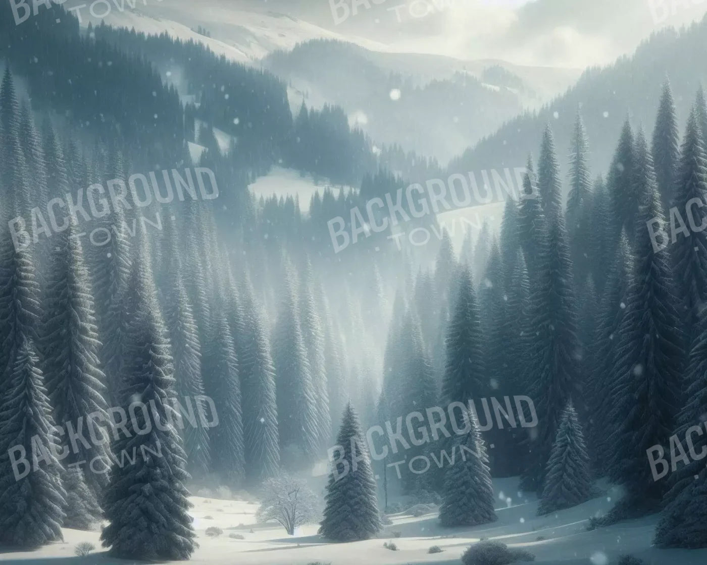 Snowy Forest I 10’X8’ Fleece (120 X 96 Inch) Backdrop