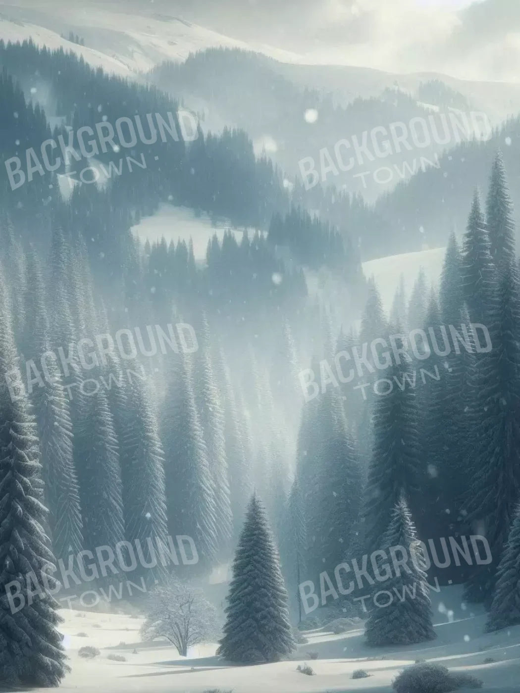 Snowy Forest I 5’X6’8 Fleece (60 X 80 Inch) Backdrop