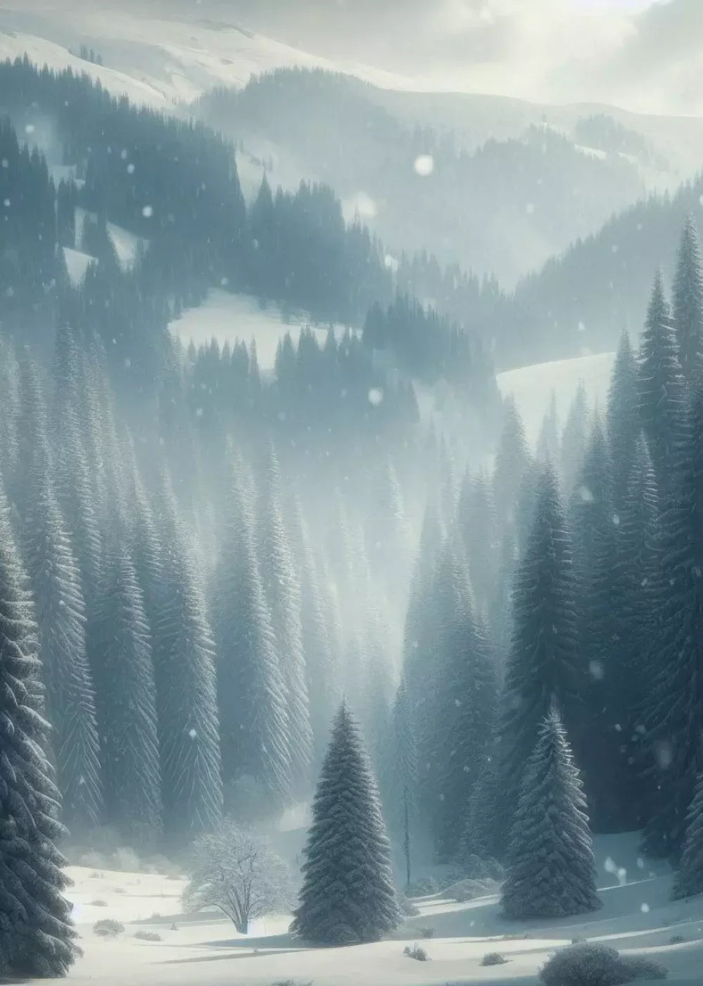 Snowy Forest I 5’X7’ Ultracloth (60 X 84 Inch) Backdrop