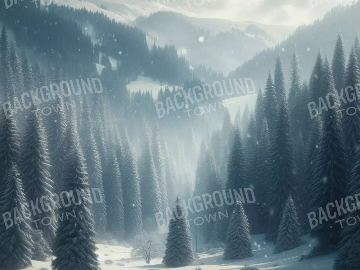 Snowy Forest I 6’8X5’ Fleece (80 X 60 Inch) Backdrop