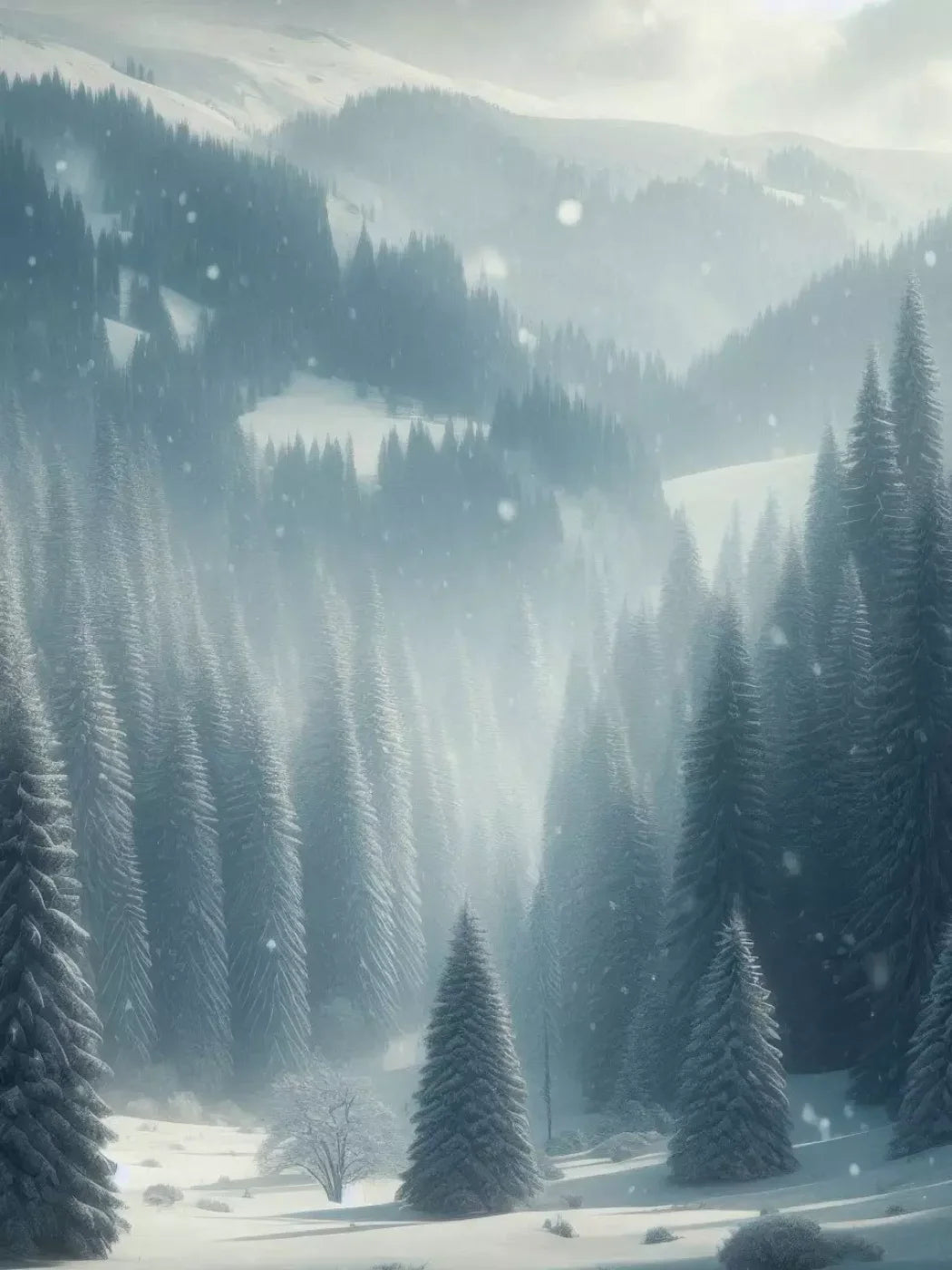 Snowy Forest I 6’X8’ Fleece (72 X 96 Inch) Backdrop