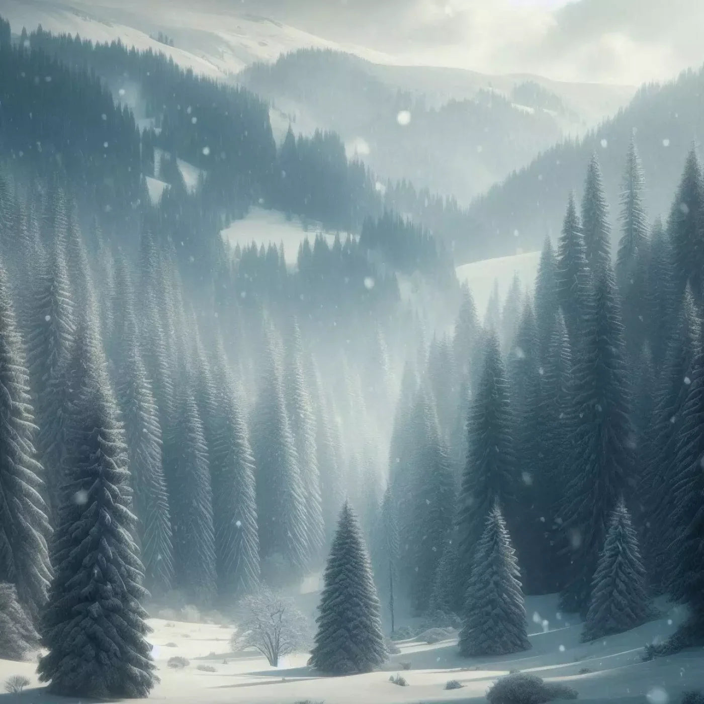 Snowy Forest I 8’X8’ Fleece (96 X Inch) Backdrop