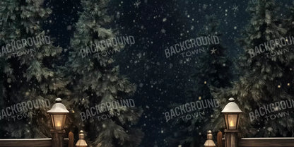 Snowy Forest With Lanterns 20’X10’ Ultracloth (240 X 120 Inch) Backdrop