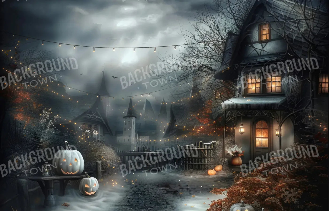 Snowy Halloween 14’x9’ UltraCloth (168 x 108 inch) Backdrop