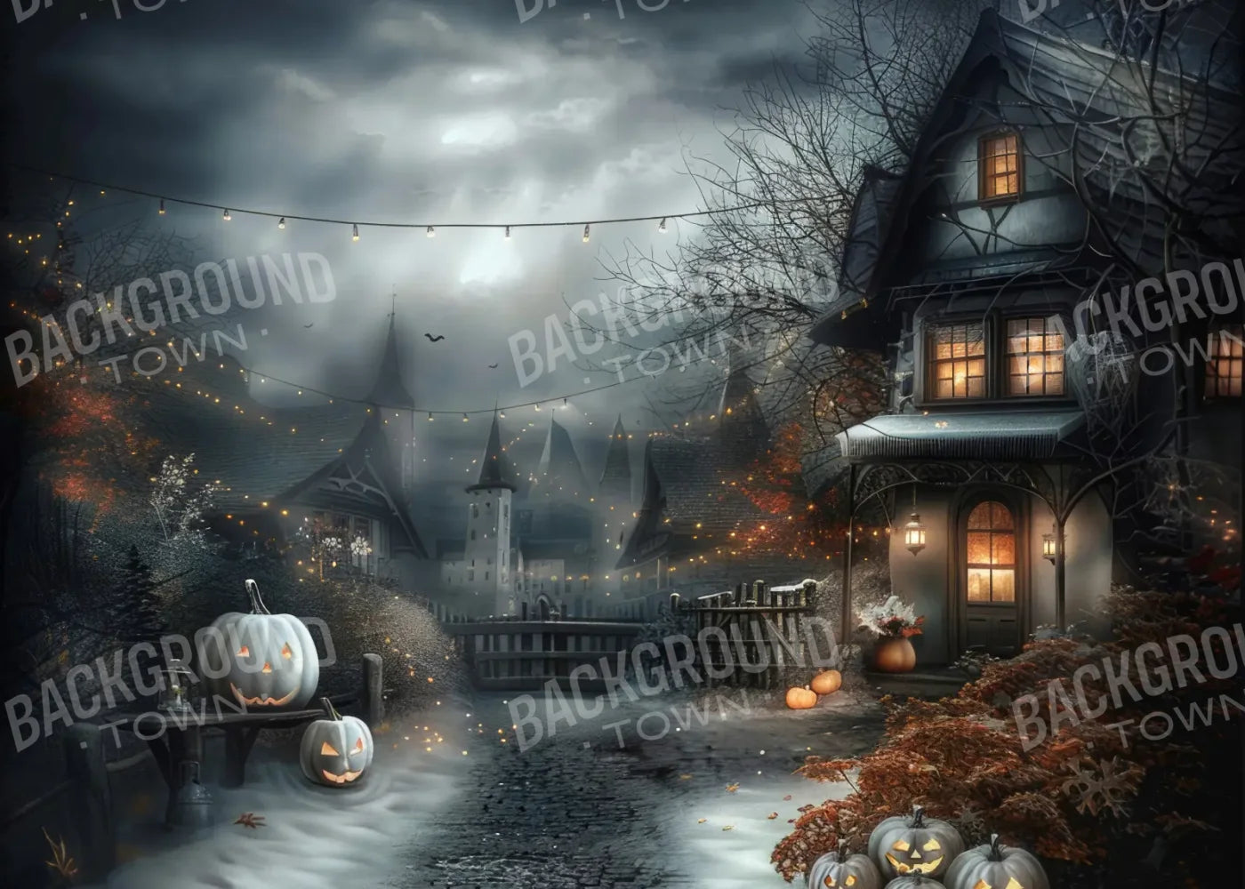 Snowy Halloween 7’x5’ UltraCloth (84 x 60 inch) Backdrop