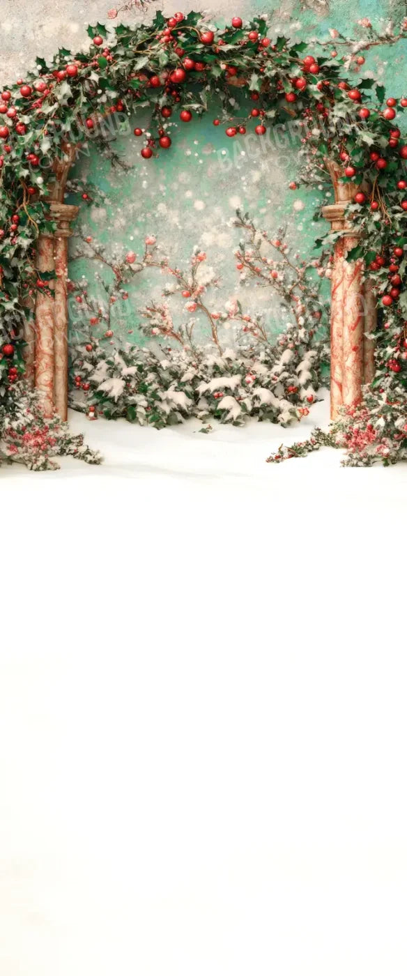 Snowy Holly Christmas Arch Sweep 5’x12’ UltraCloth for Westcott X-Drop (60 x 144 inch) Backdrop
