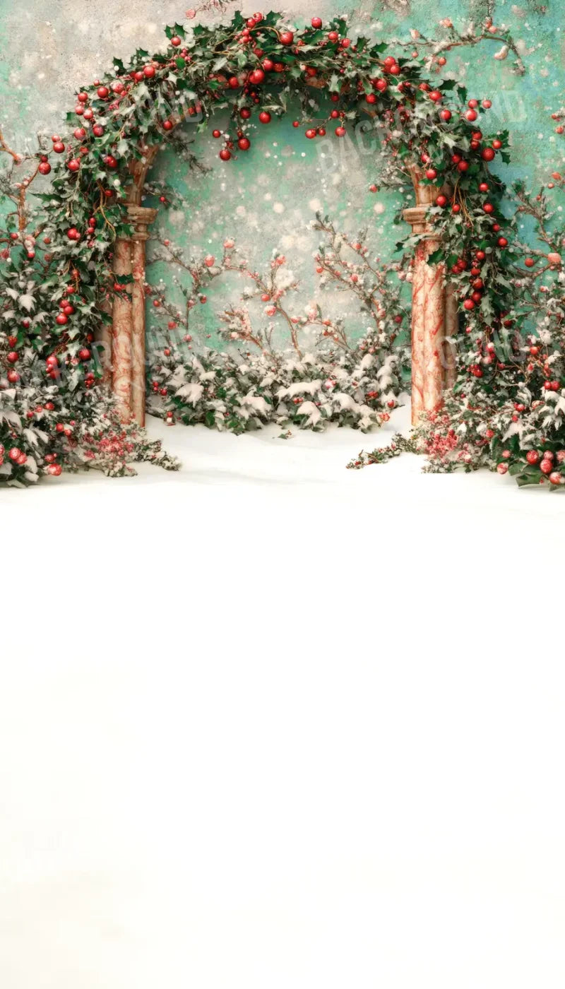Snowy Holly Christmas Arch Sweep 8’x14’ UltraCloth for Westcott X-Drop Pro (96 x 168 inch) Backdrop