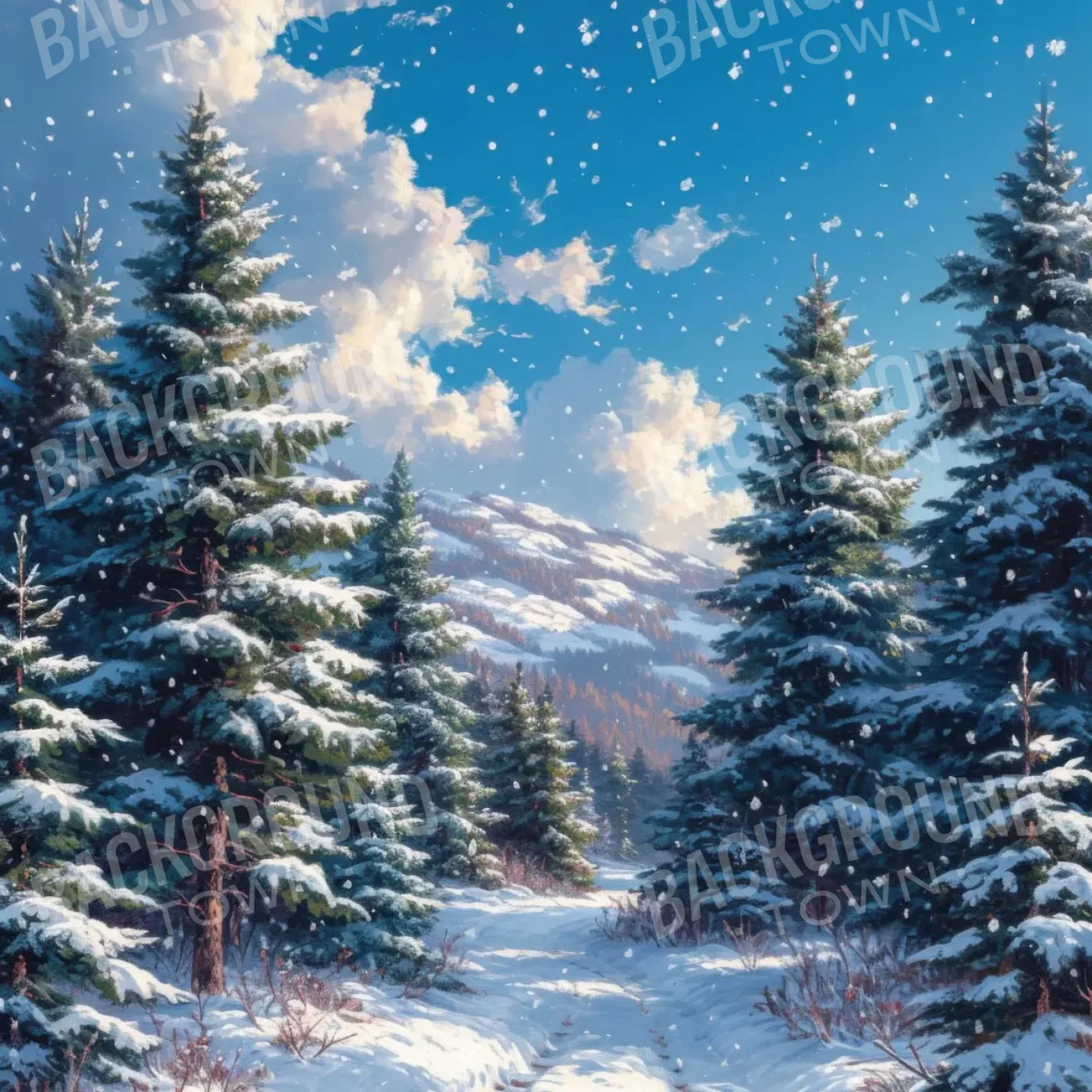Snowy Walk 8’x8’ Fleece (96 x 96 inch) Backdrop