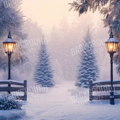 Snowy Winter Scene 10’X10’ Ultracloth (120 X Inch) Backdrop