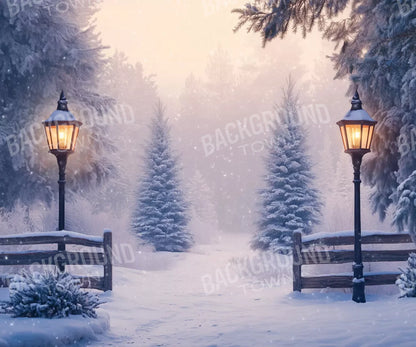 Snowy Winter Scene 12’X10’ Ultracloth (144 X 120 Inch) Backdrop