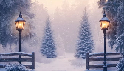Snowy Winter Scene 14’X8’ Ultracloth (168 X 96 Inch) Backdrop